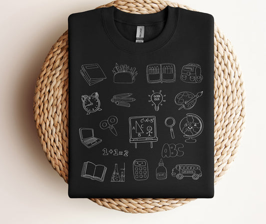 Teacher Doodle Essential Crewneck (White Edition)