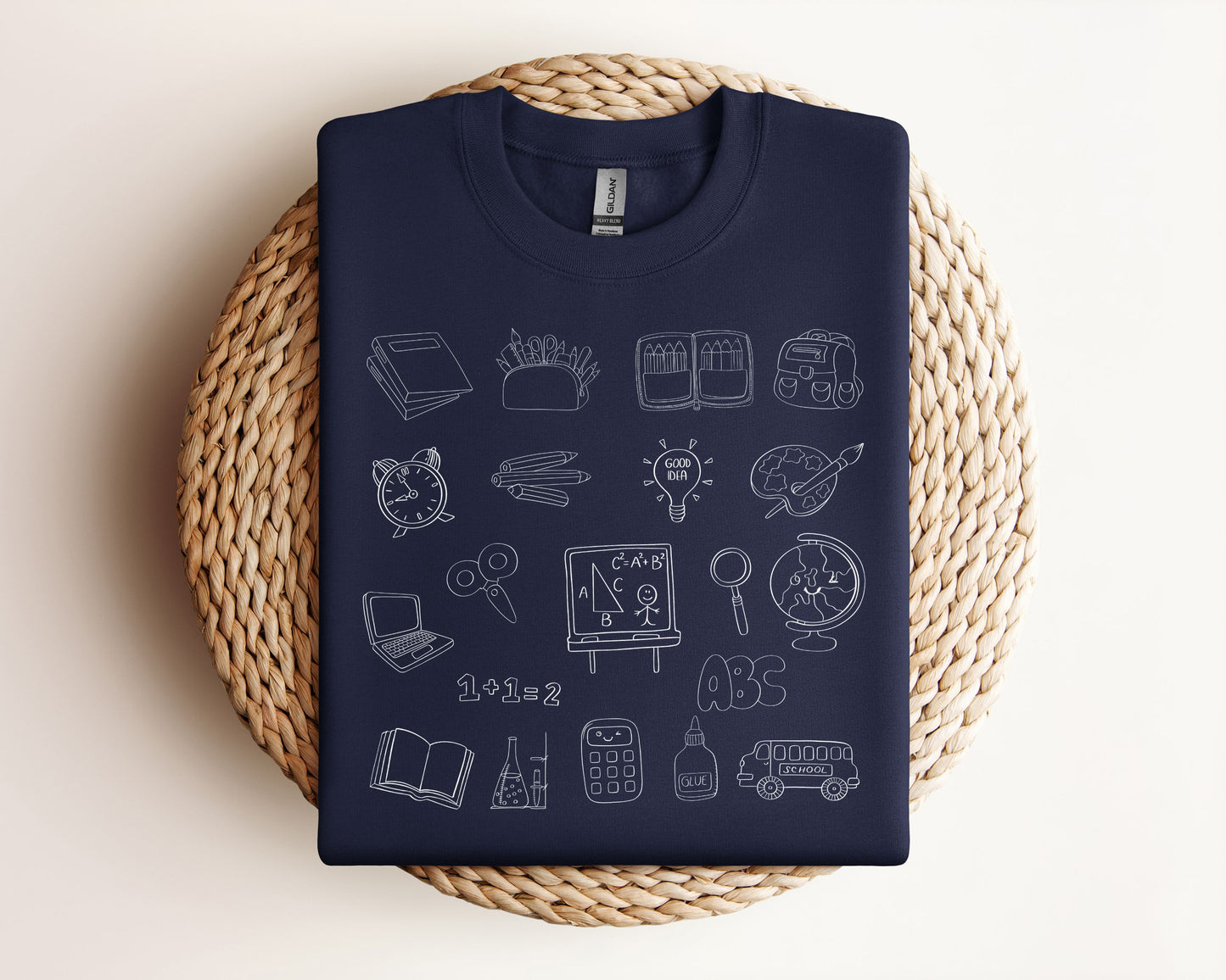 Teacher Doodle Essential Crewneck (White Edition)