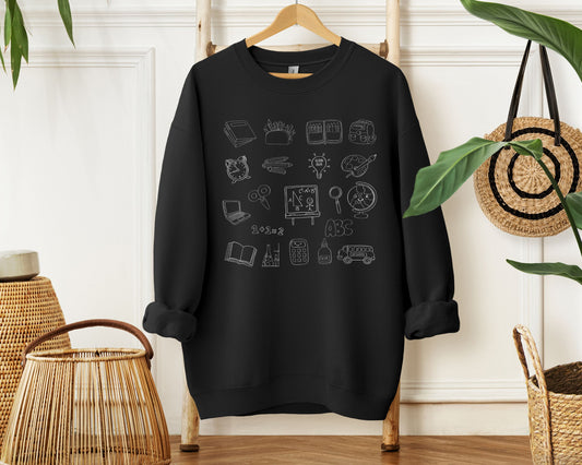 Teacher Doodle Essential Crewneck (White Edition)